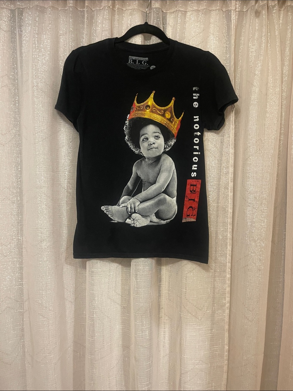 The Notorious B.I.G. Black Graphic Tee with Gold Crown